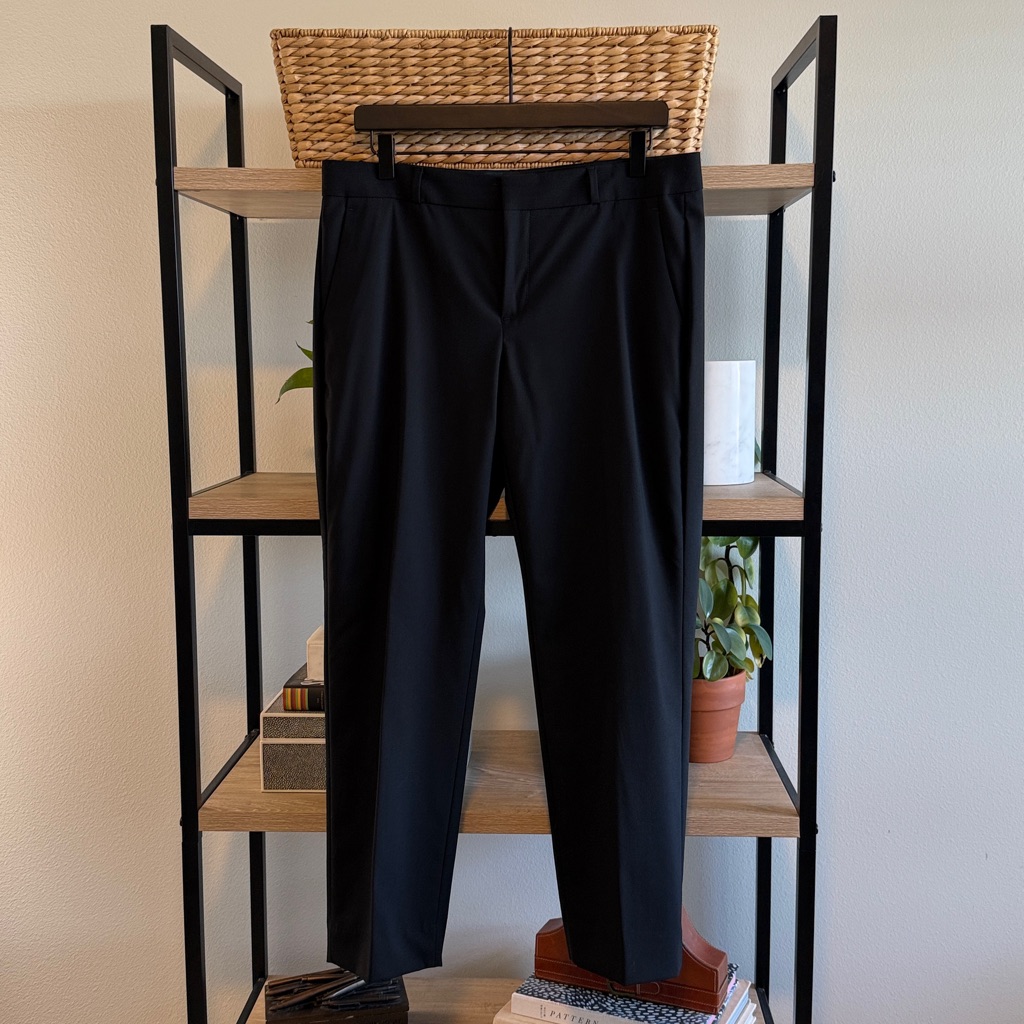 Banana Republic Avery Black Stretch Wool Ankle Mid-Rise Woven Career Trouser, 8